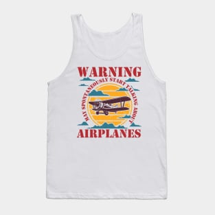 WARNING MAY SPONTANEOUSLY START TALKING ABOUT AIRPLANES RETRO SUNSET Tank Top